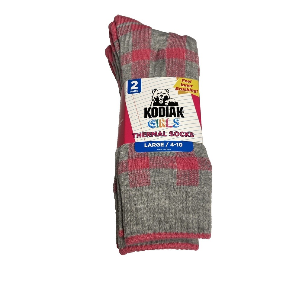 kodiak girls thermal creek socks 2 pairs 1‎ pack size large 4 - 10